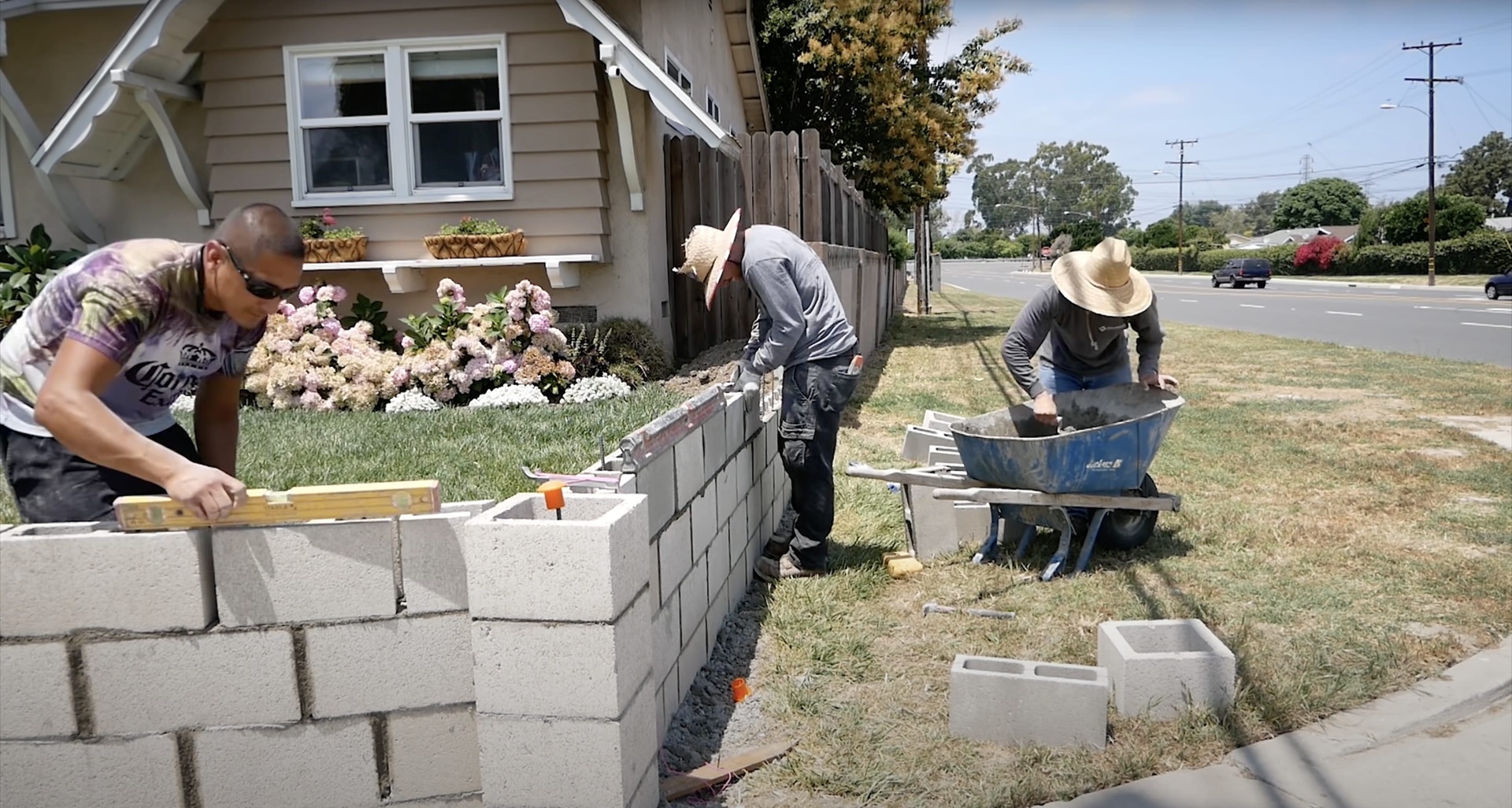 Professional concrete construction team working on retaining wall project in Margate FL